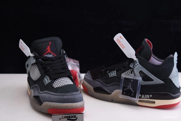 Kick Theory x Off Jordan Retro CV9388-001 White Air 4 Bred 0723